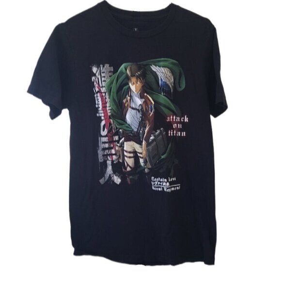 Attack On Titan Season 3 Captain Levi Graphic Print Anime Black T-Shirt Unisex - Picture 1 of 4